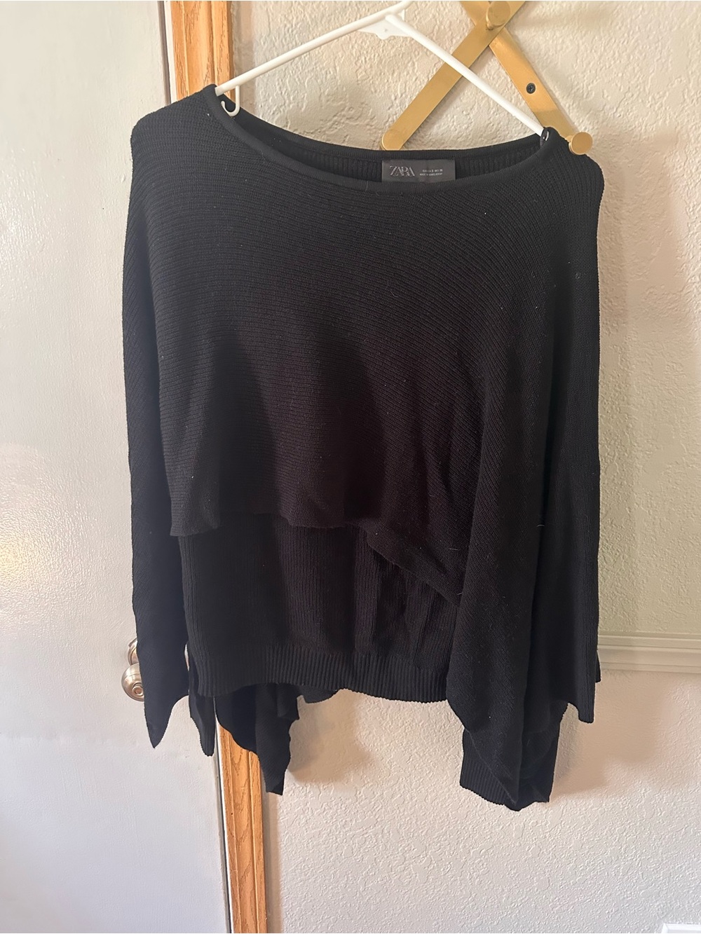 Zara Black Layered Knit Pullover